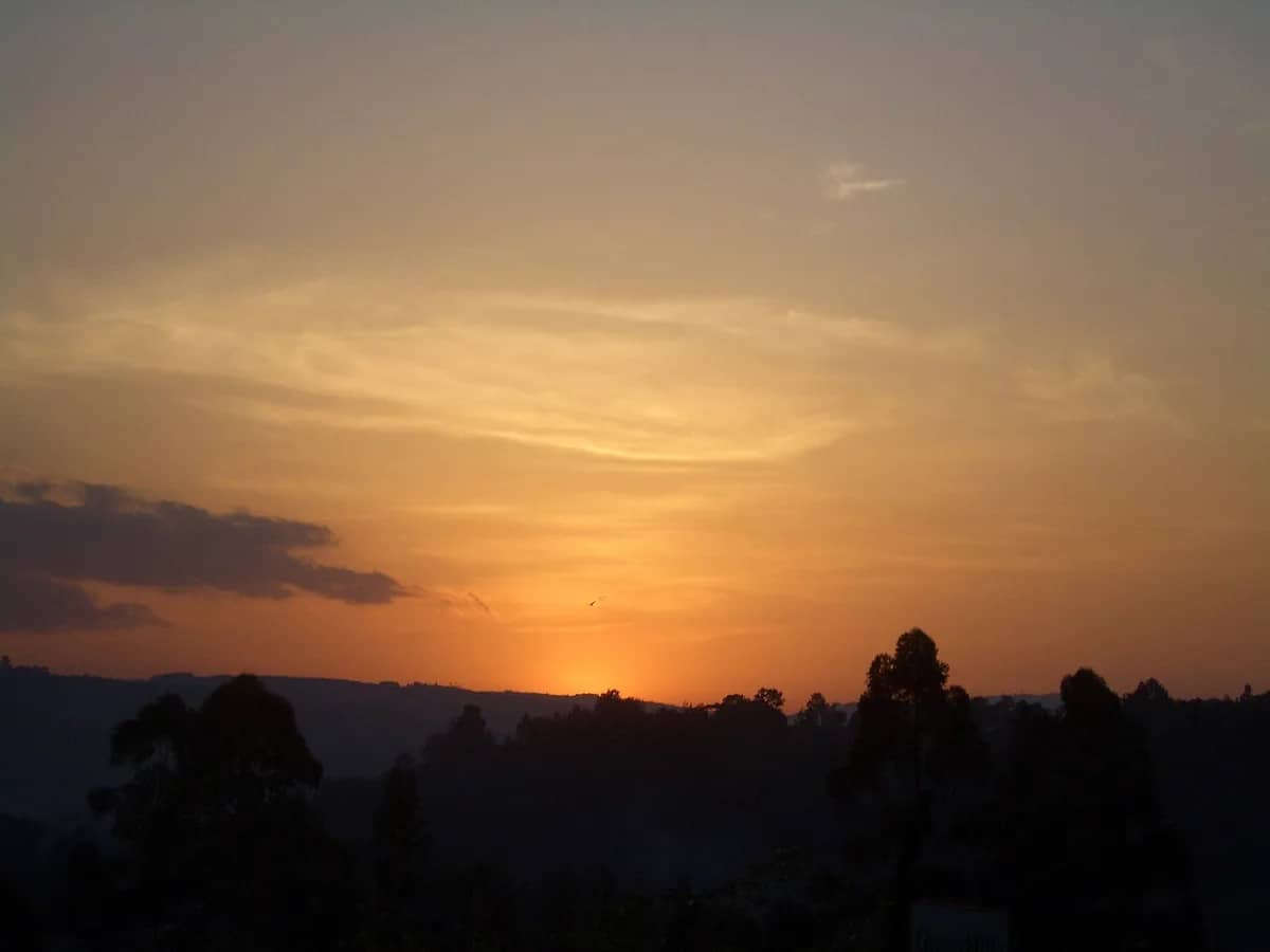 Sunset over the highlands near Bwindi