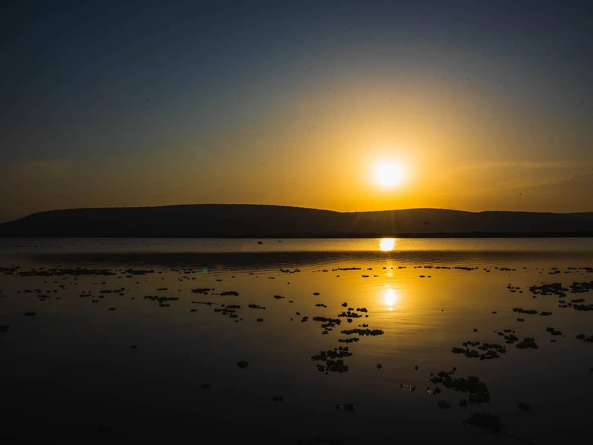 Sunset reflected in Lake Mburo